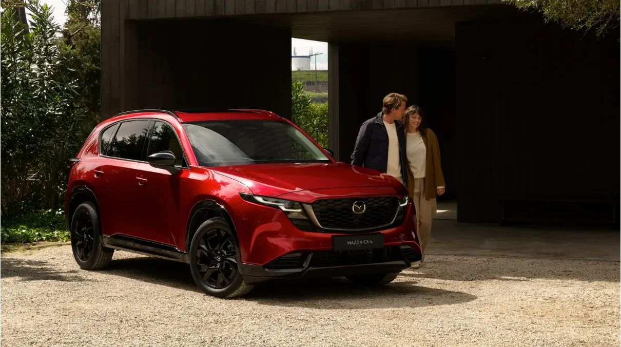 2026 Mazda CX-5 in red, front three-quarter view