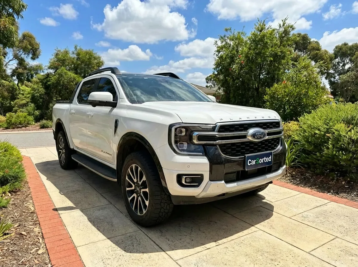 Ford Ranger Platinum front three-quarter in driveway